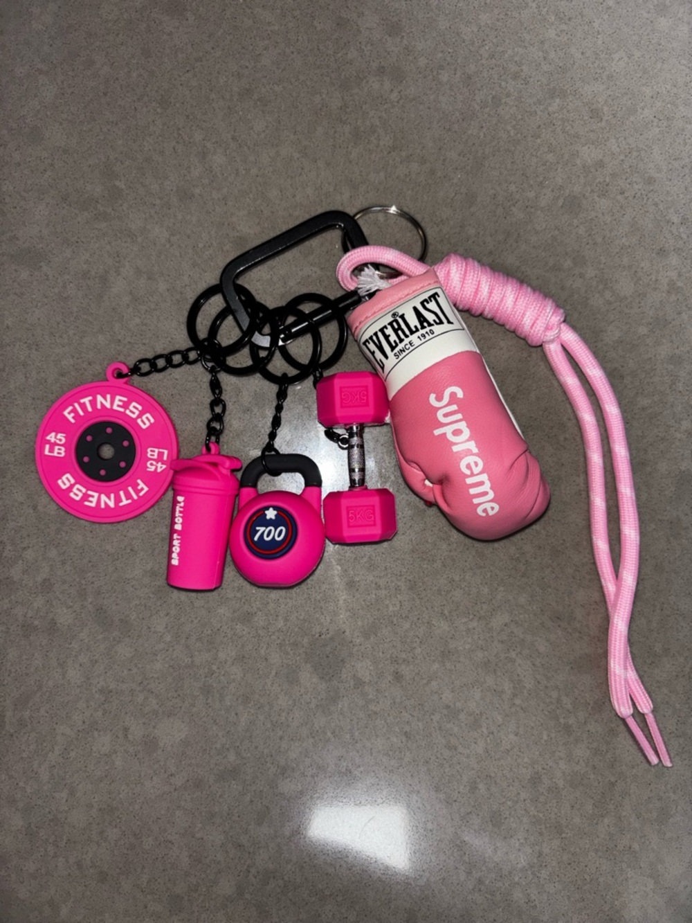 Supreme Everlast Pink Boxing Glove Keychain with Fitness Charms